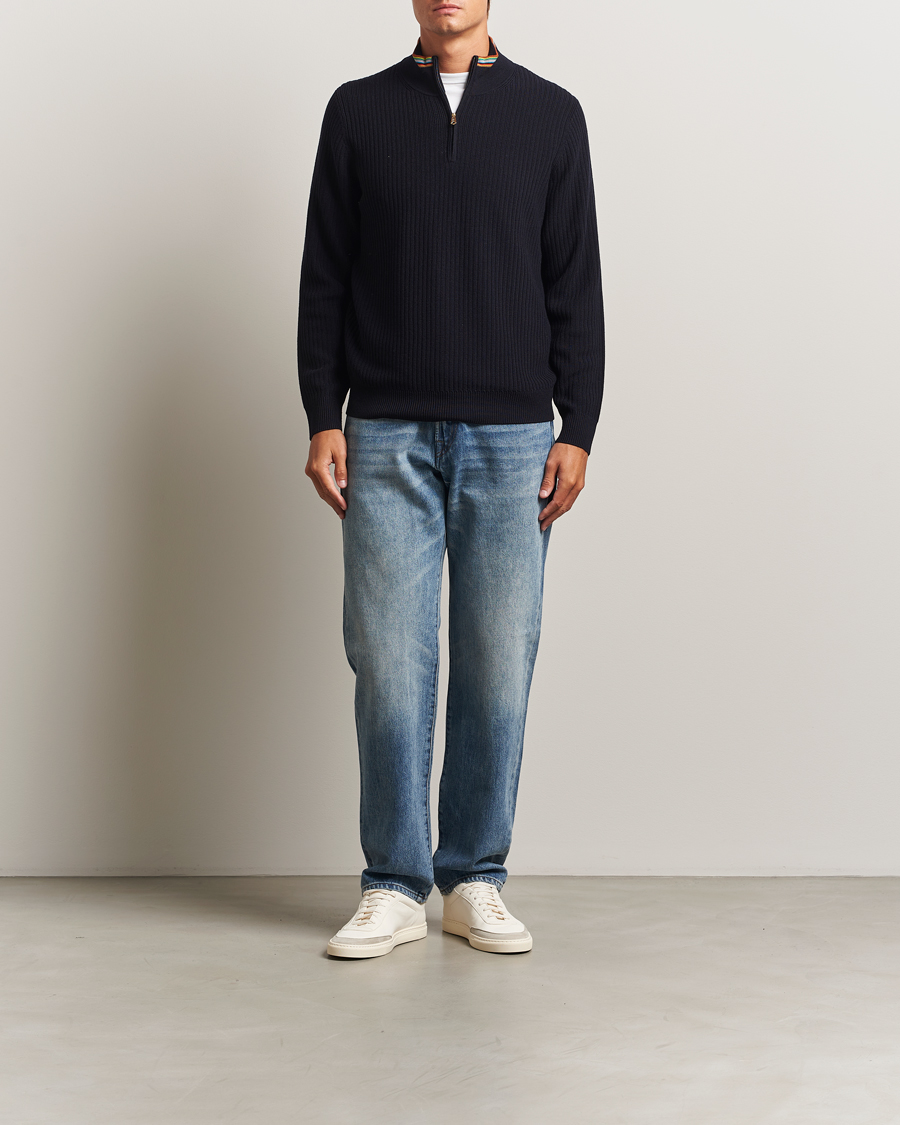 Herre | Gensere | Paul Smith | Merino Rib Knitted Half Zip Navy