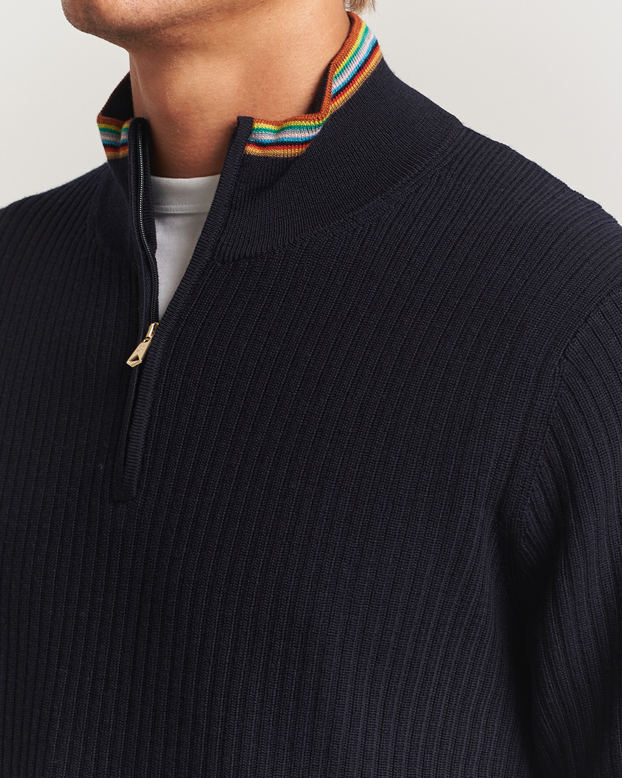 Herre | Gensere | Paul Smith | Merino Rib Knitted Half Zip Navy