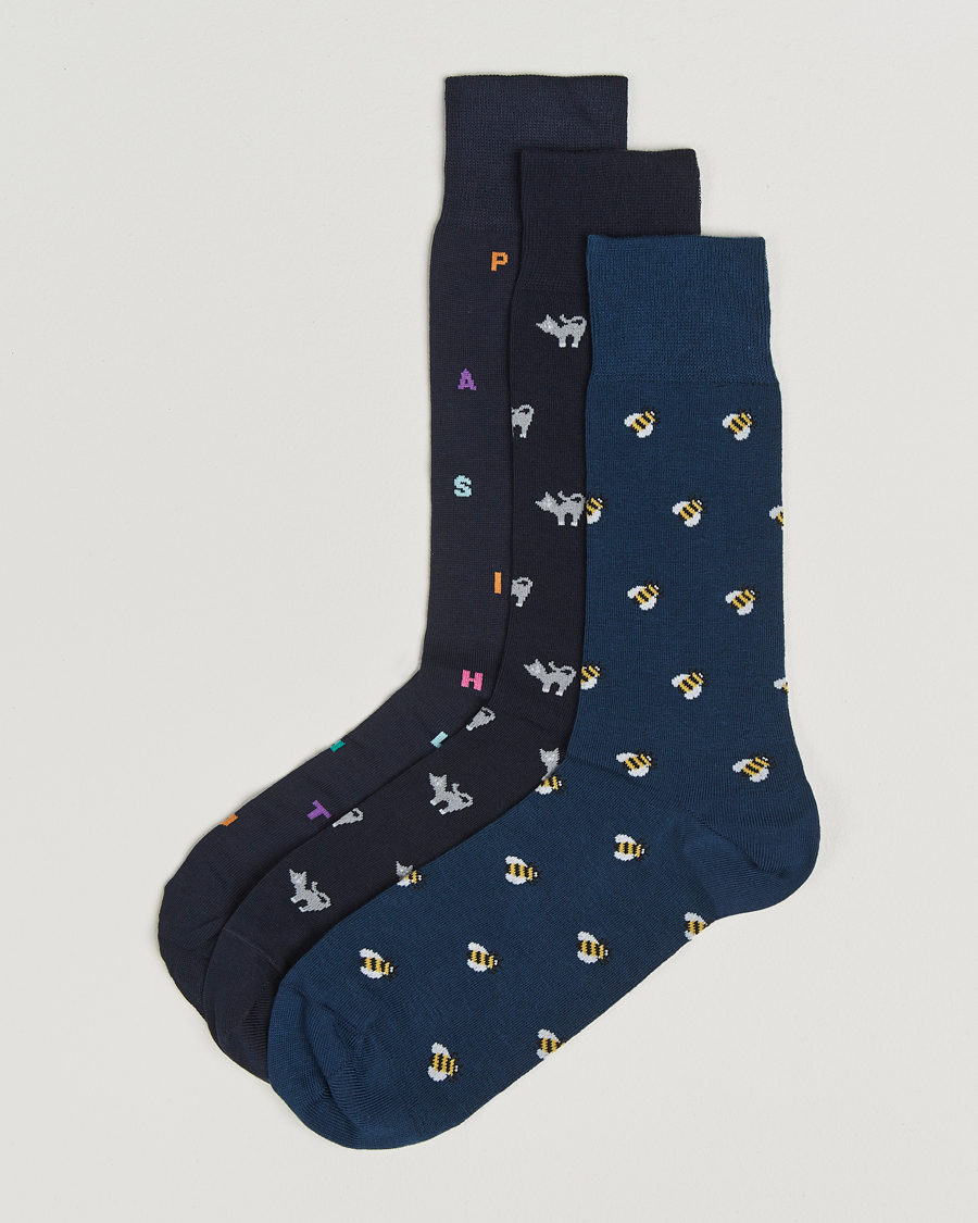 Herre | Undertøy | Paul Smith | 3-Pack Printed Sock Navy
