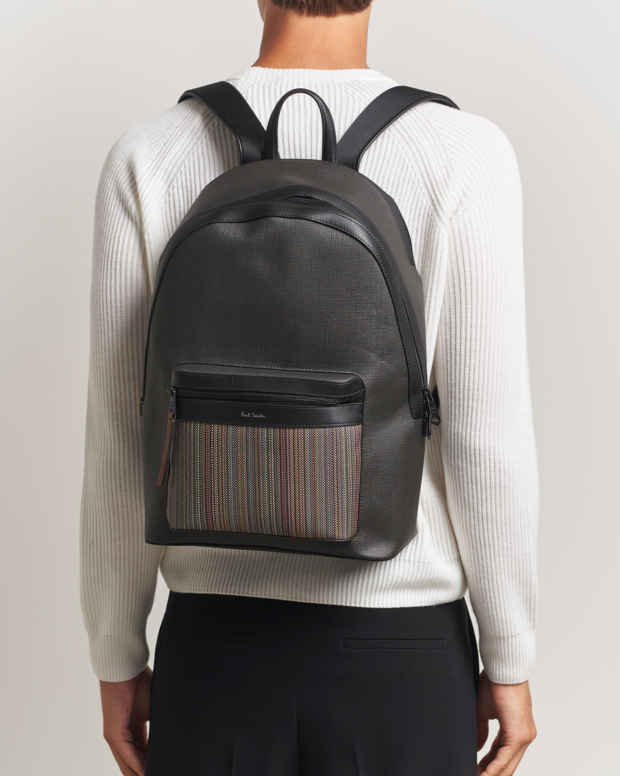 Herre | Vesker | Paul Smith | Nylon Stripe Backpack Black Multi