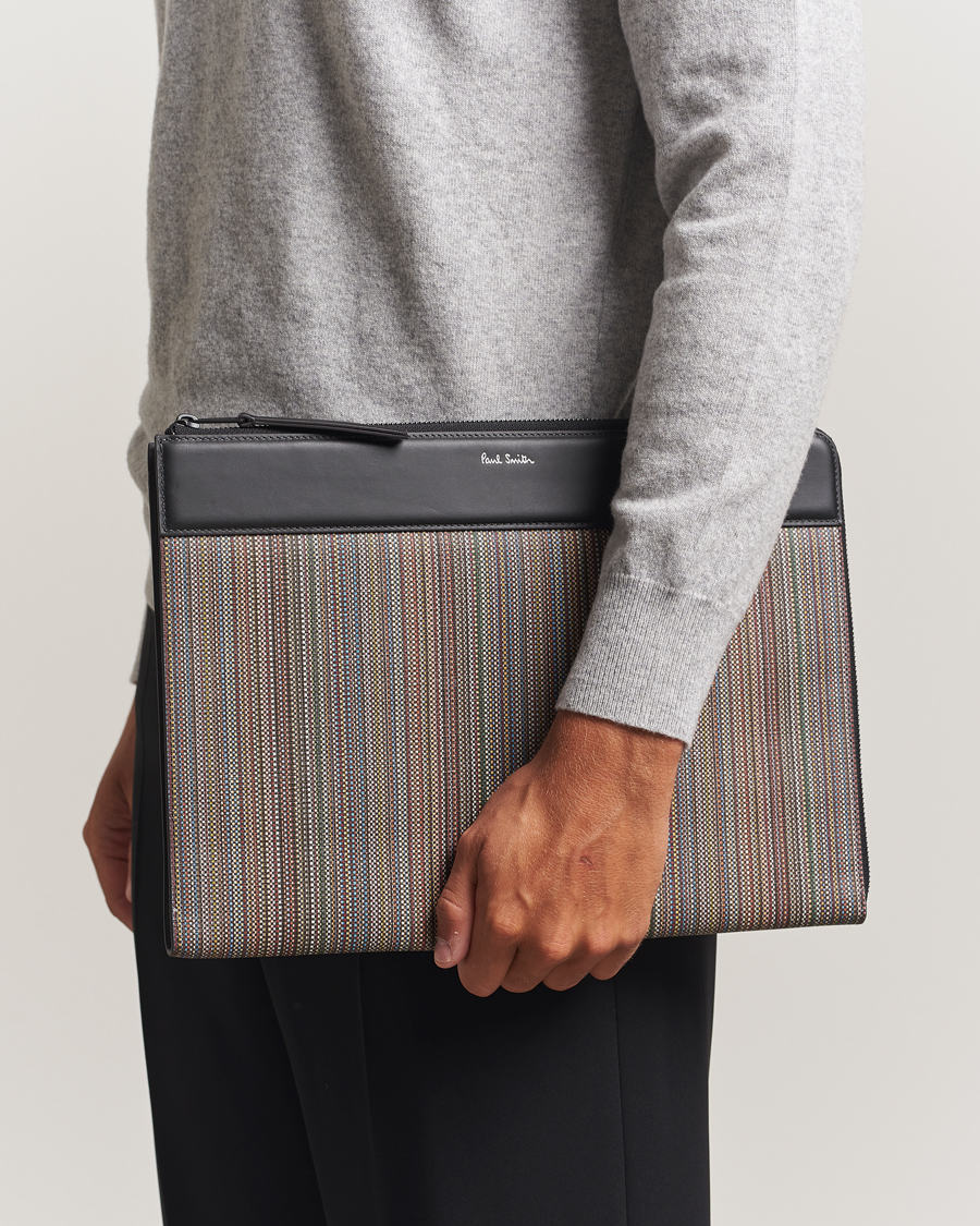 Herre | Vesker | Paul Smith | Nylon Stripe Document Case Black Multi