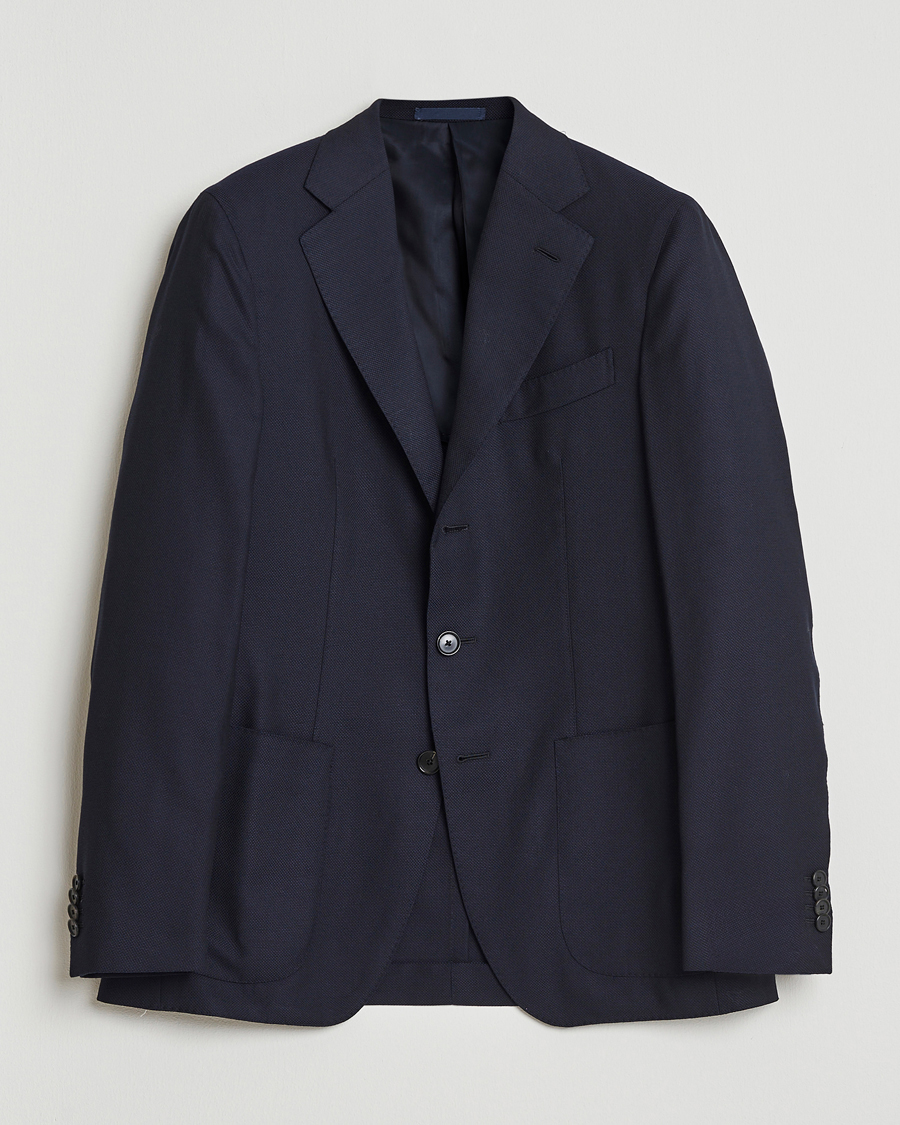 Herre | Dressjakker | Caruso | Aida Wool Hopsack Blazer Navy