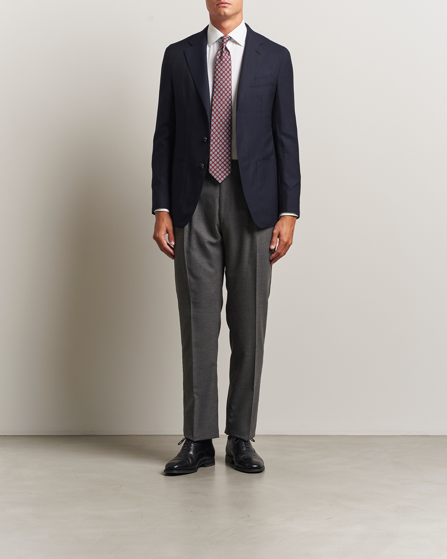 Herre | Dressjakker | Caruso | Aida Wool Hopsack Blazer Navy