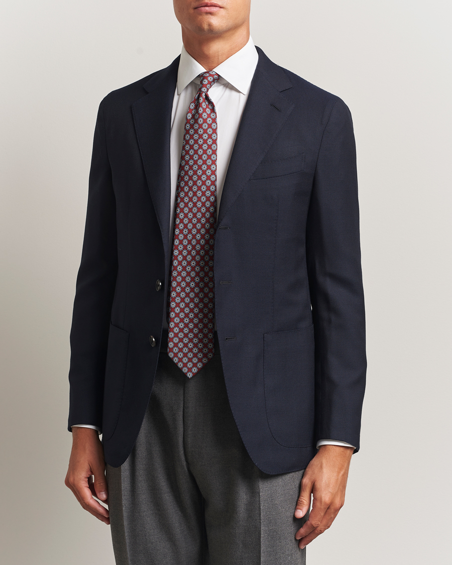 Herre | Dressjakker | Caruso | Aida Wool Hopsack Blazer Navy