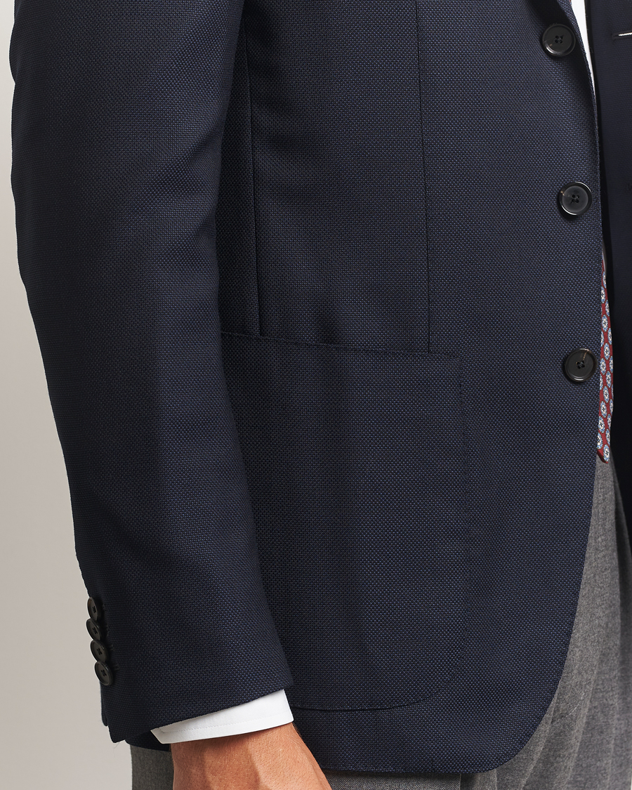 Herre | Dressjakker | Caruso | Aida Wool Hopsack Blazer Navy