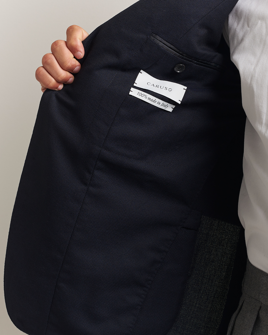 Herre | Dressjakker | Caruso | Aida Wool Hopsack Blazer Navy