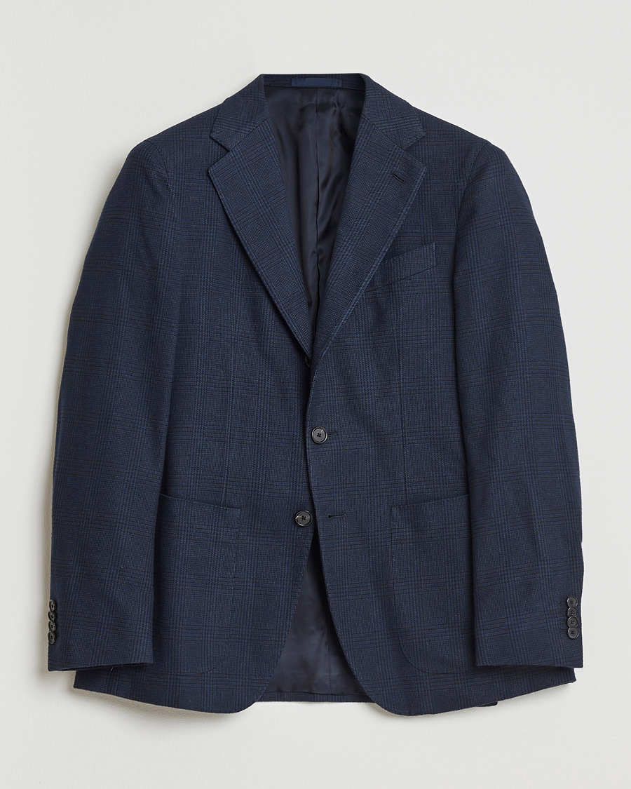 Herre | Dressjakker | Caruso | Aida Brushed Cotton Blazer Navy Check
