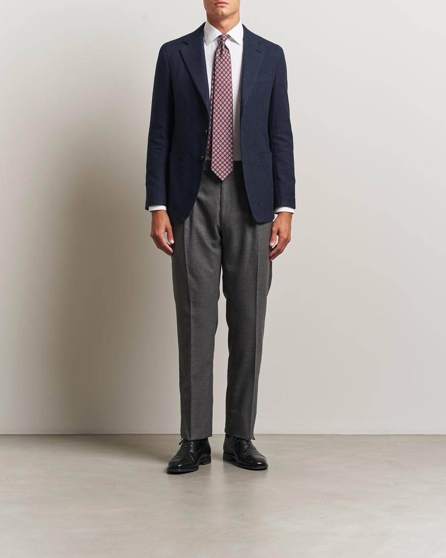 Herre | Dressjakker | Caruso | Aida Brushed Cotton Blazer Navy Check