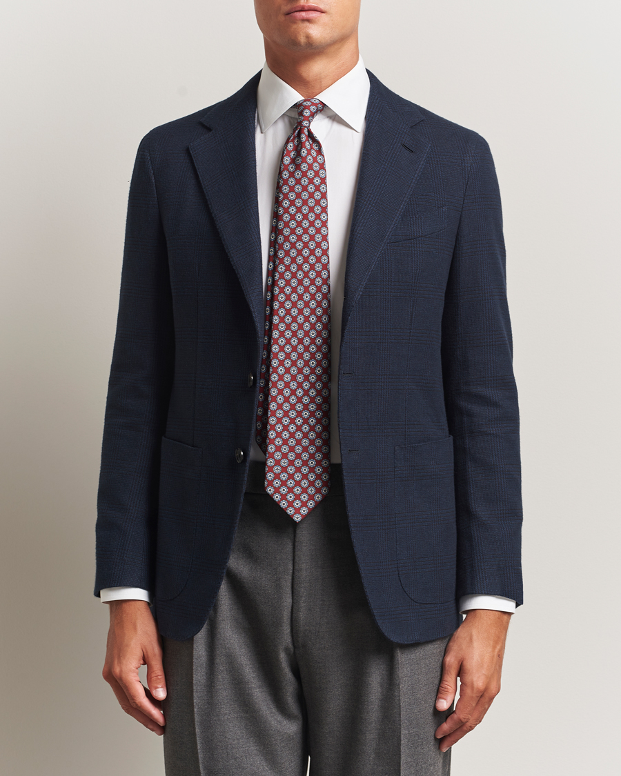 Herre | Dressjakker | Caruso | Aida Brushed Cotton Blazer Navy Check