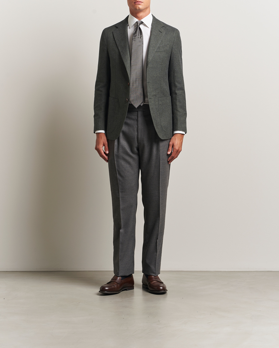 Herre | Dressjakker | Caruso | Aida Brushed Cotton Herringbone Blazer