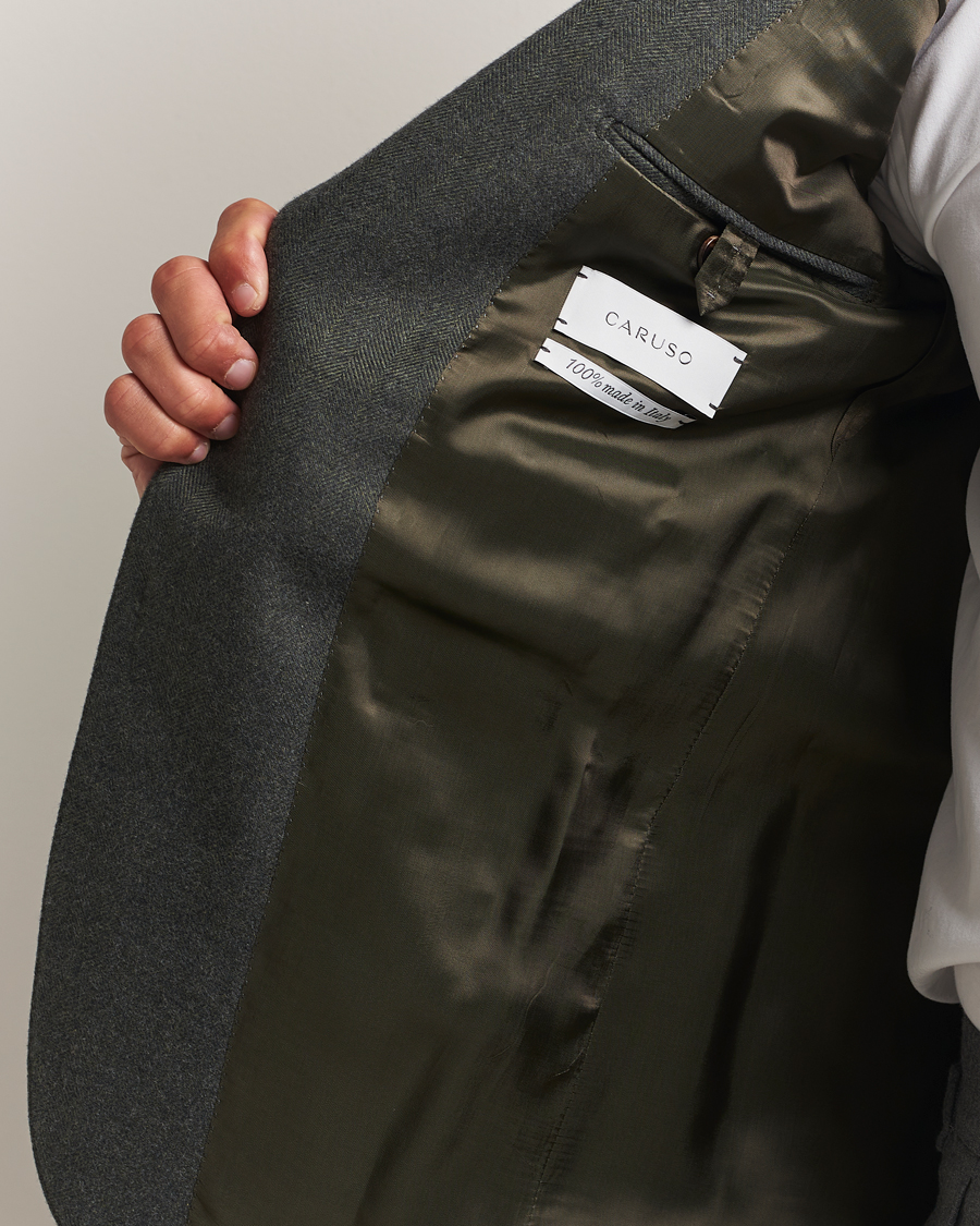 Herre | Dressjakker | Caruso | Aida Brushed Cotton Herringbone Blazer