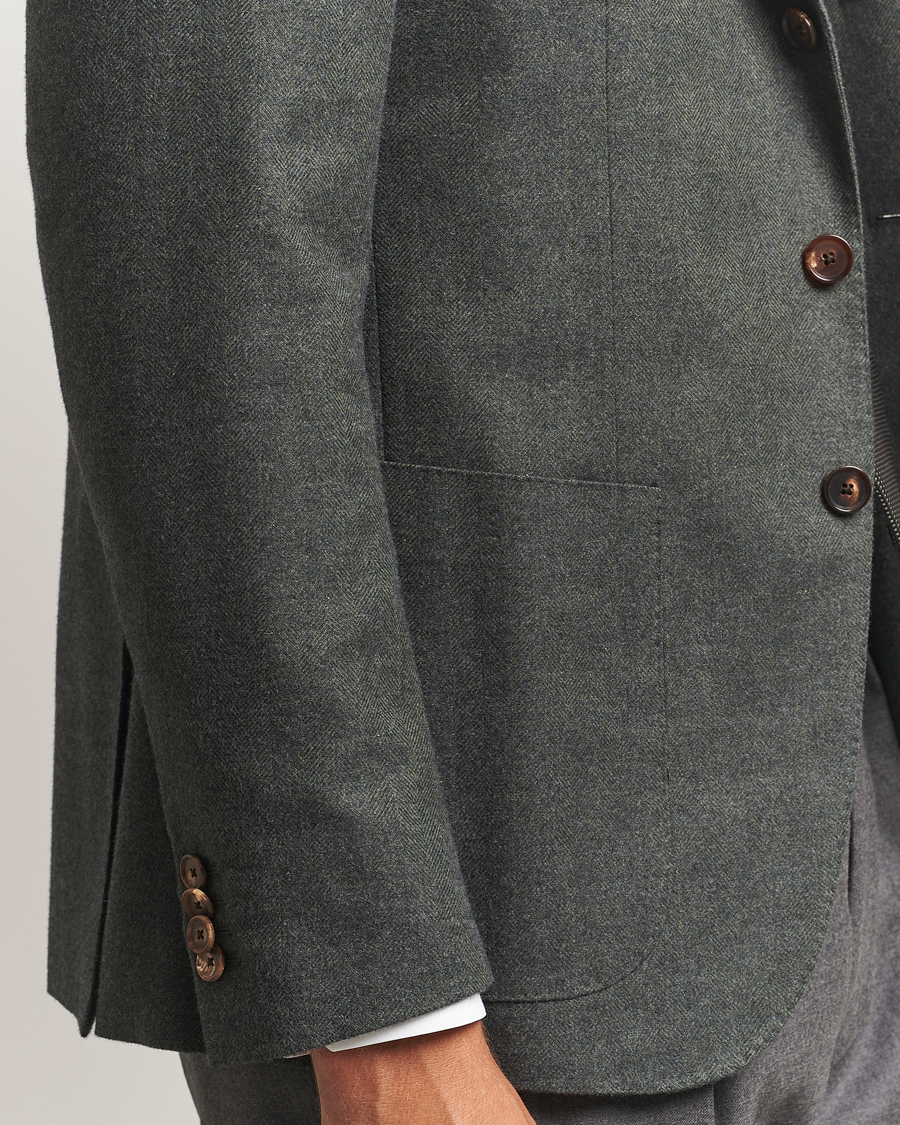 Herre | Dressjakker | Caruso | Aida Brushed Cotton Herringbone Blazer