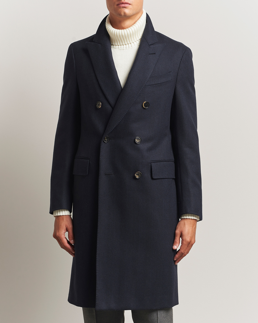 Herre | Jakker | Caruso | Aida Double Breasted Wool Coat Navy