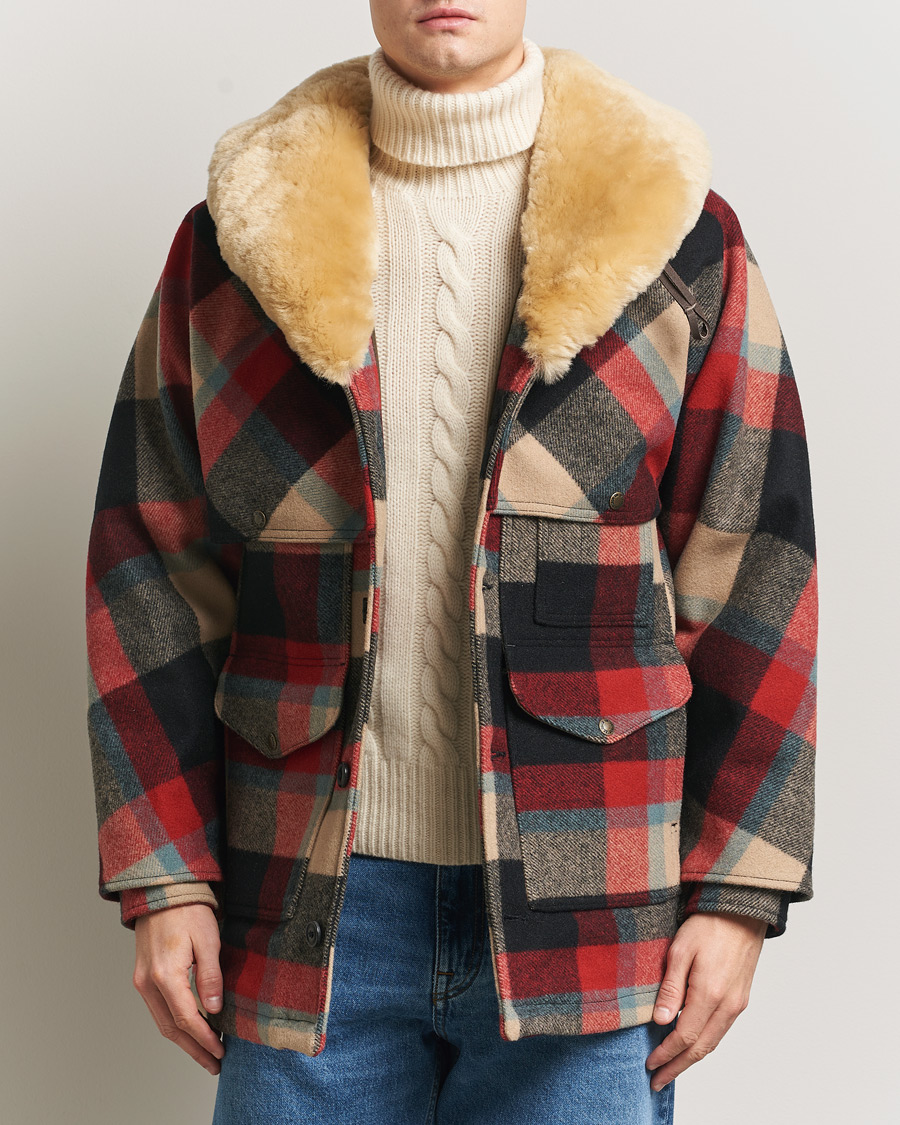Herre | Jakker | Filson | Wool Lined Packer Coat Red/Cream/Blue Plaid