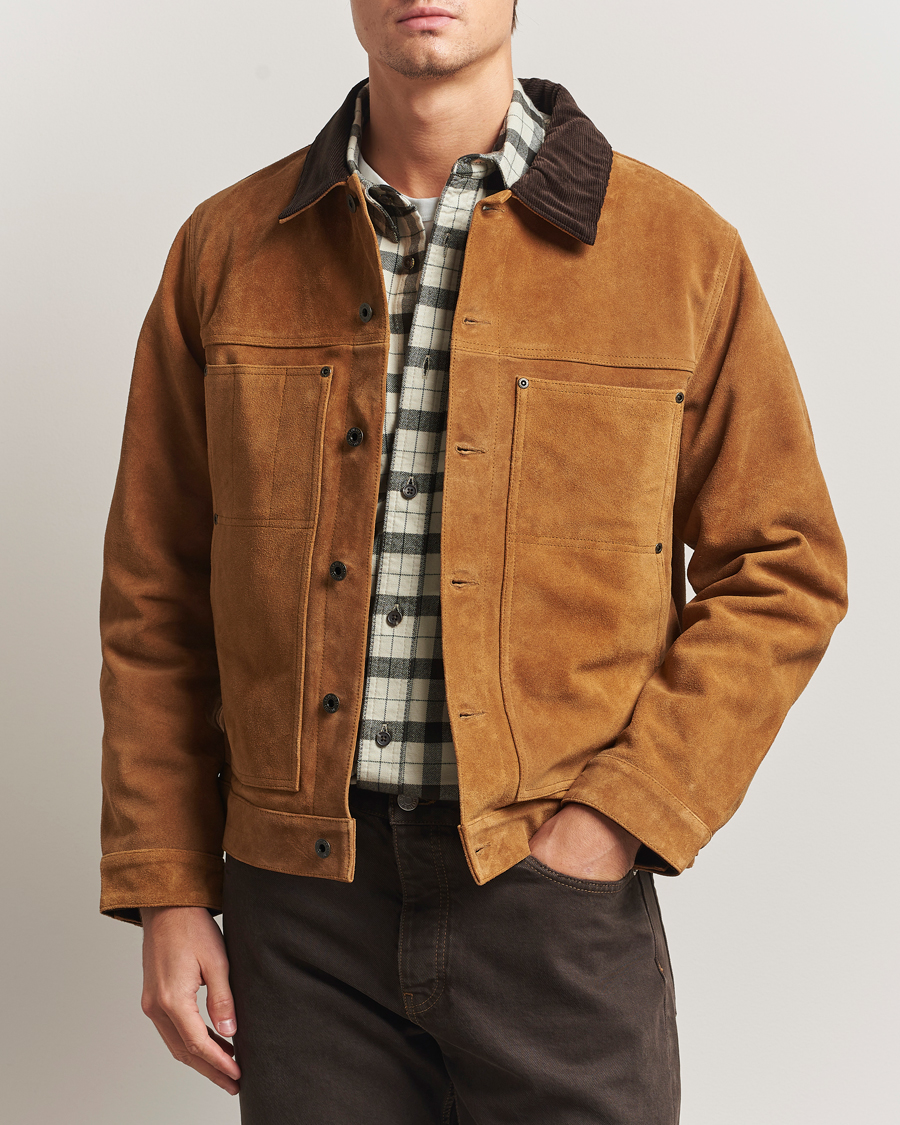 Herre | Jakker | Filson | Short Lined Suede Cruiser Saddle Brown