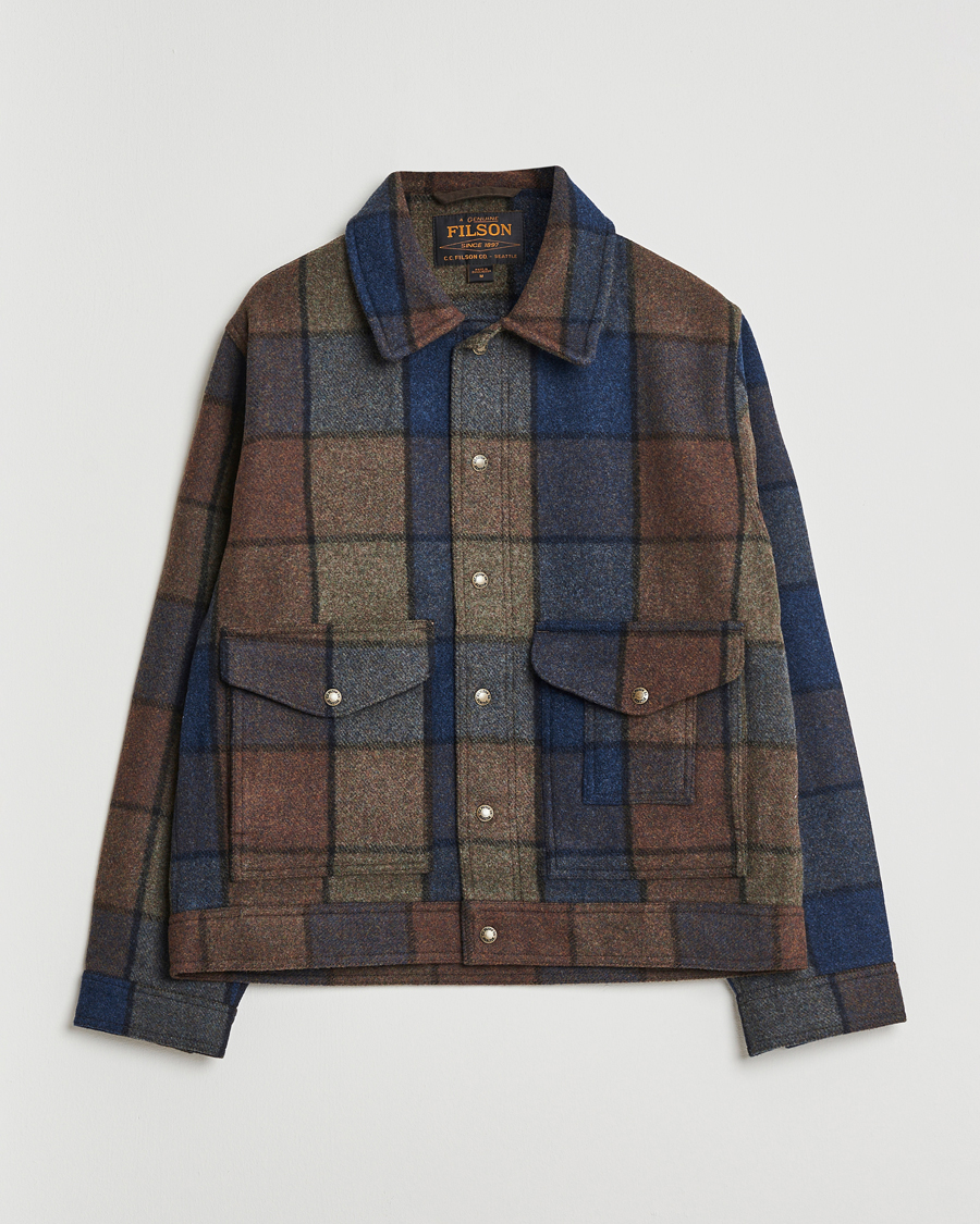 Herre | Jakker | Filson | Mackinaw Checked Wool Work Jacket Blue/Brown