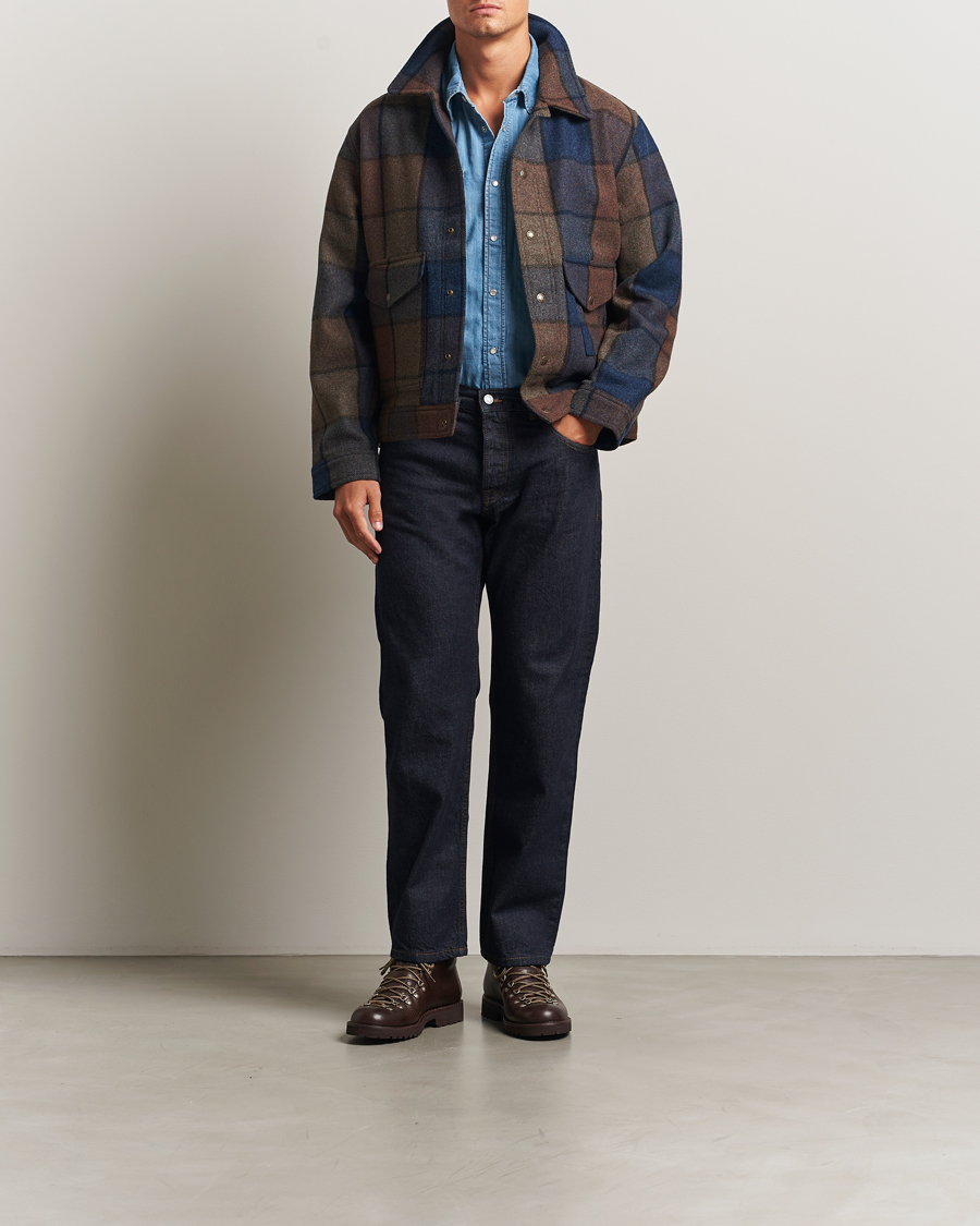 Herre | Jakker | Filson | Mackinaw Checked Wool Work Jacket Blue/Brown