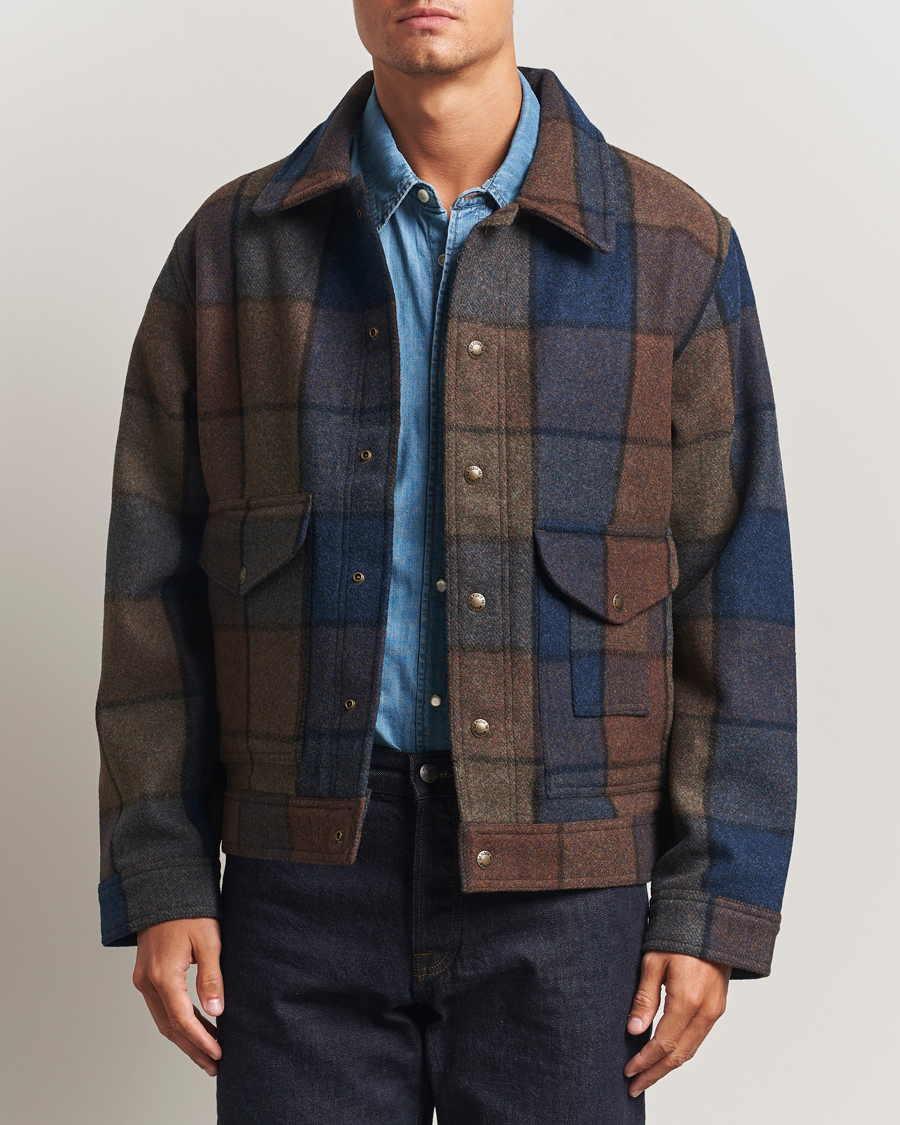 Herre | Jakker | Filson | Mackinaw Checked Wool Work Jacket Blue/Brown