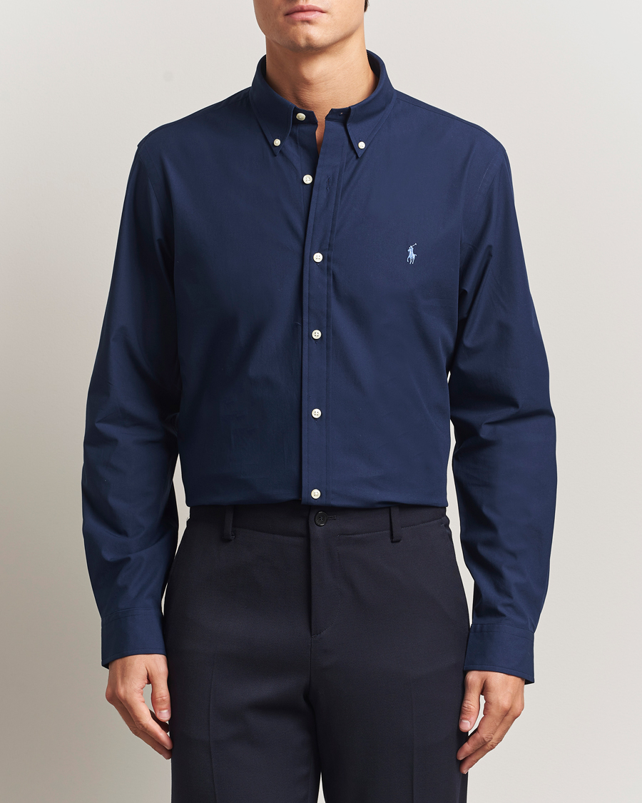 Herre | Skjorter | Polo Ralph Lauren | Custom Fit Stretch Poplin Shirt Newport Navy
