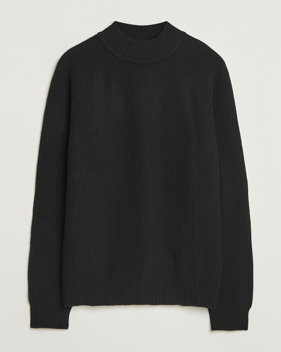 Herre | Gensere | Filippa K | Ribbed Wool Mockneck Sweater Black