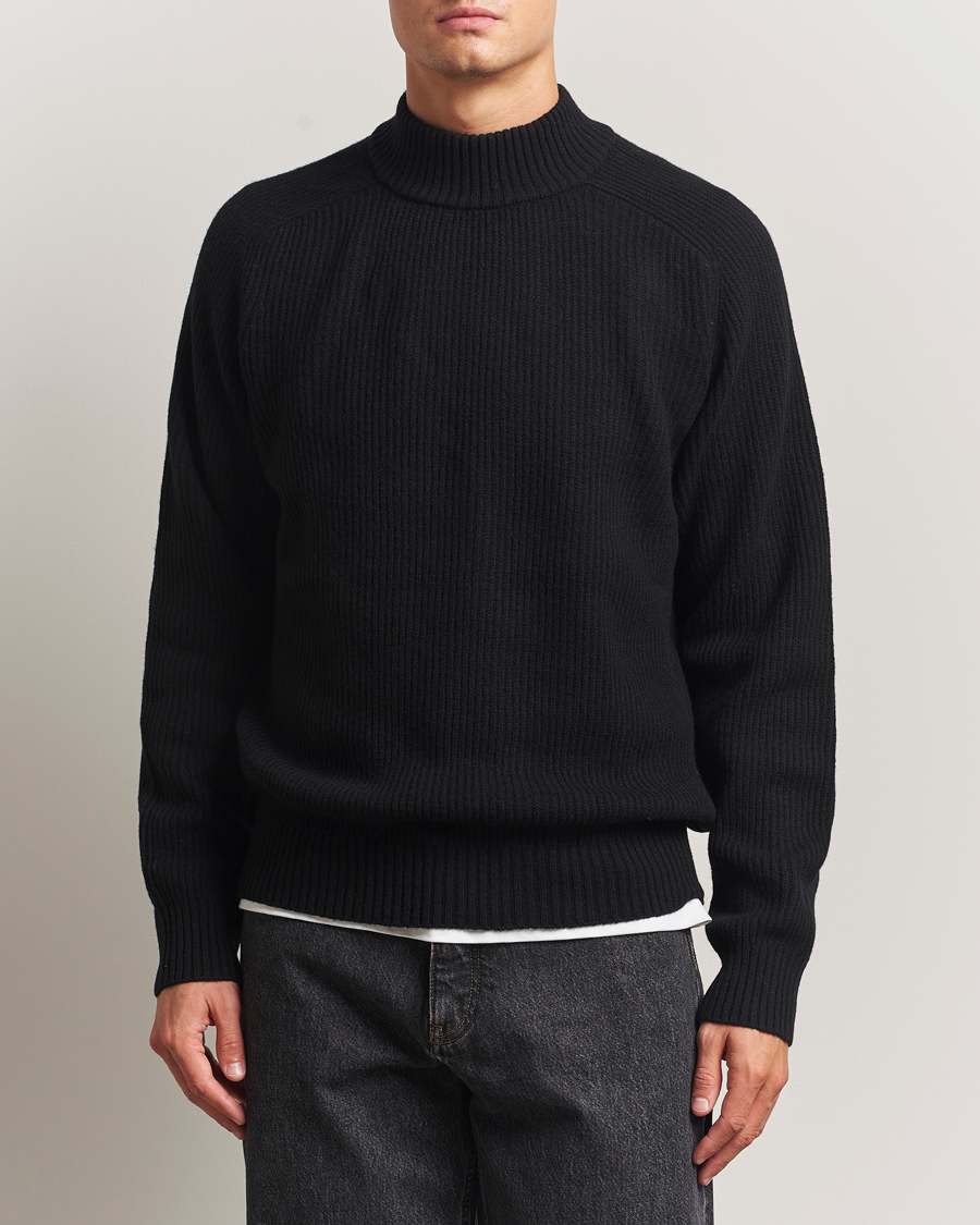Herre | Gensere | Filippa K | Ribbed Wool Mockneck Sweater Black