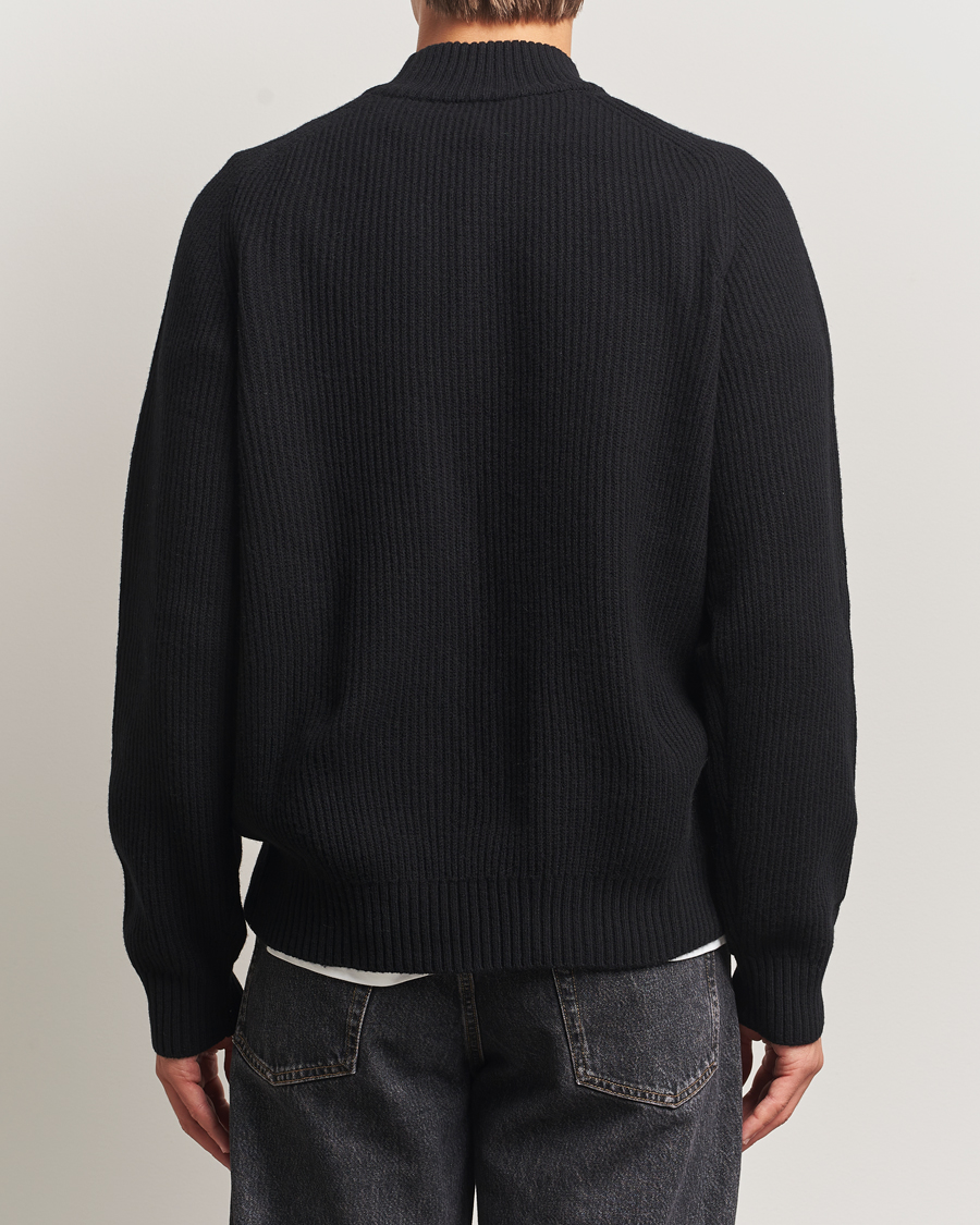 Herre | Gensere | Filippa K | Ribbed Wool Mockneck Sweater Black