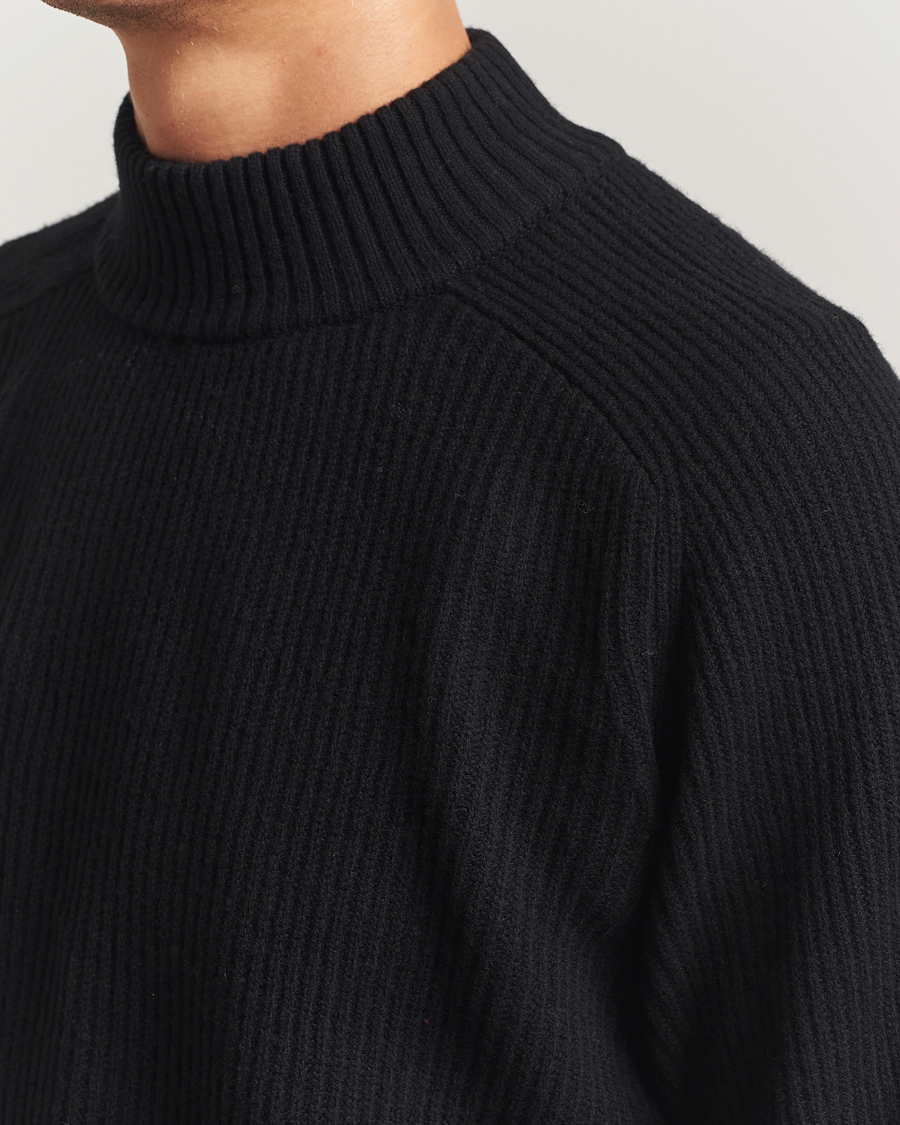 Herre | Gensere | Filippa K | Ribbed Wool Mockneck Sweater Black