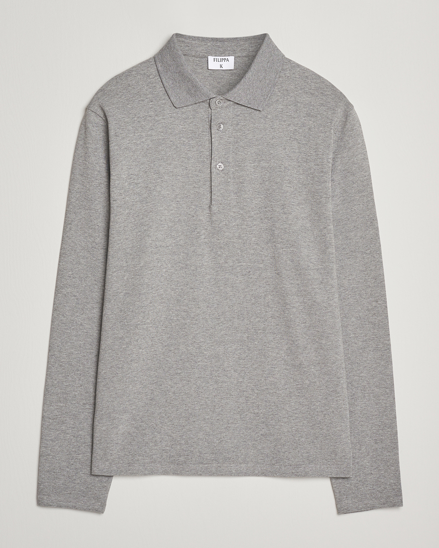 Herre | Pikéer | Filippa K | Luke Lycra Polo Shirt Mid Grey Melange