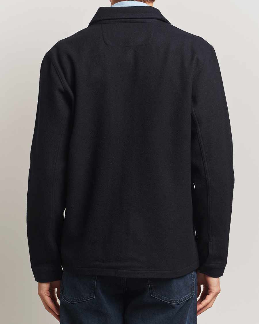 Herre | Skjorter | A Day's March | Fraser Wool Zip Overshirt Navy