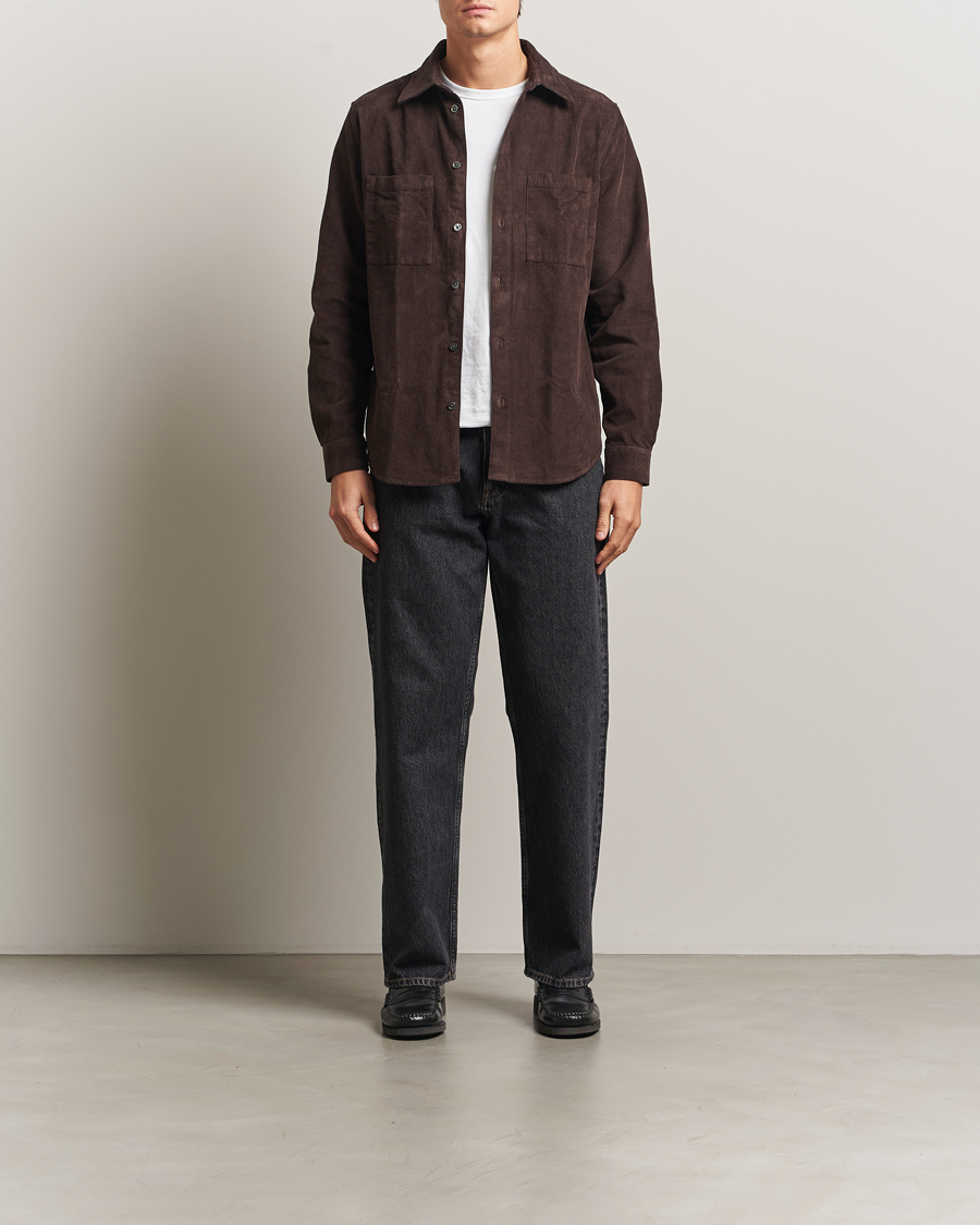 Herre | Skjorter | A Day's March | Rupert Cord Shirt Dark Brown