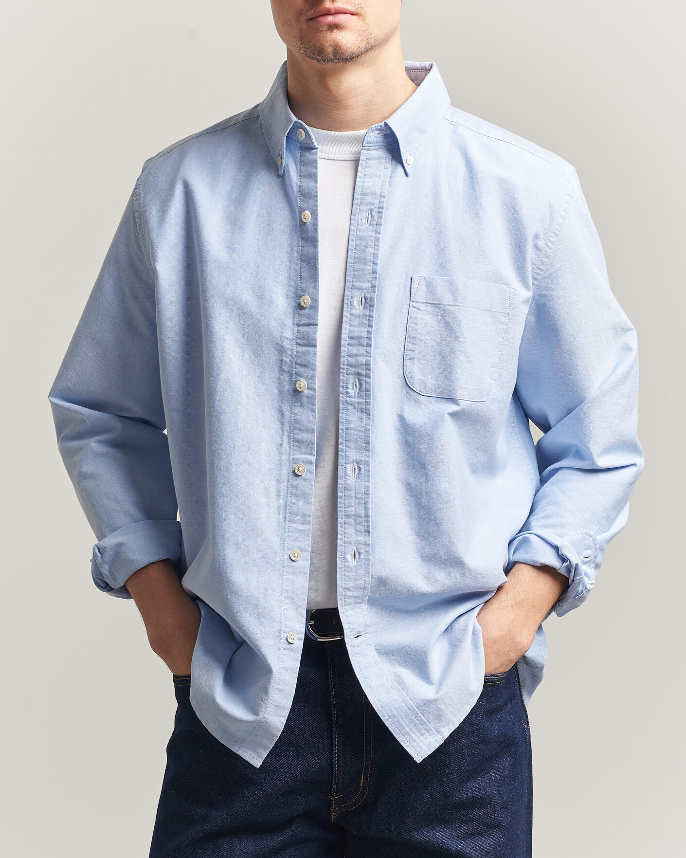 Herre | Skjorter | A Day's March | Classic Oxford Shirt Light Blue
