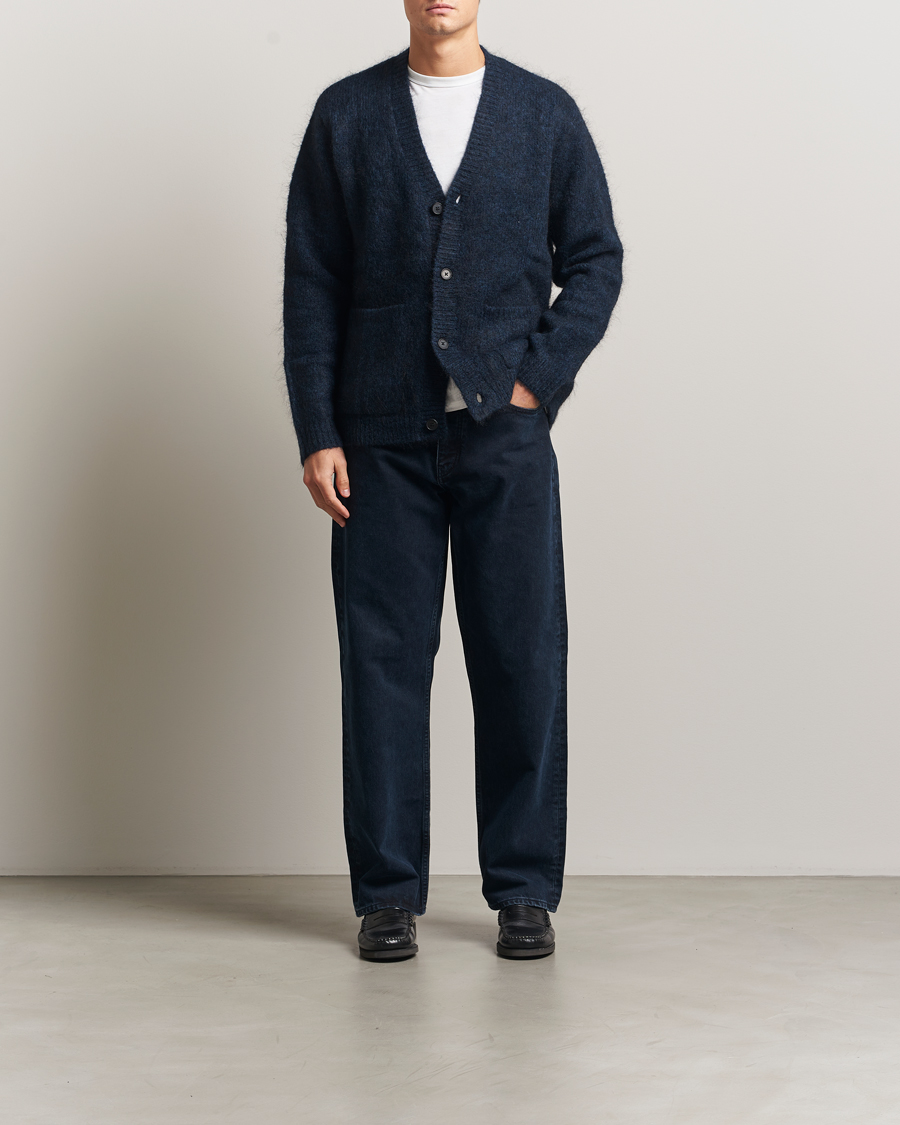Herre | Gensere | A Day's March | Jarrow Mohair Cardigan Indigo Blue