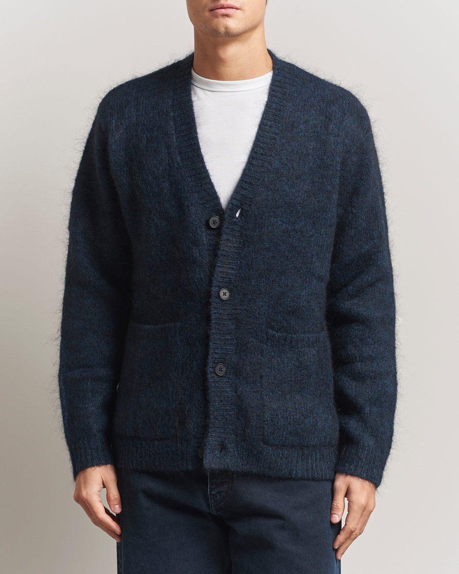 Herre | Gensere | A Day's March | Jarrow Mohair Cardigan Indigo Blue