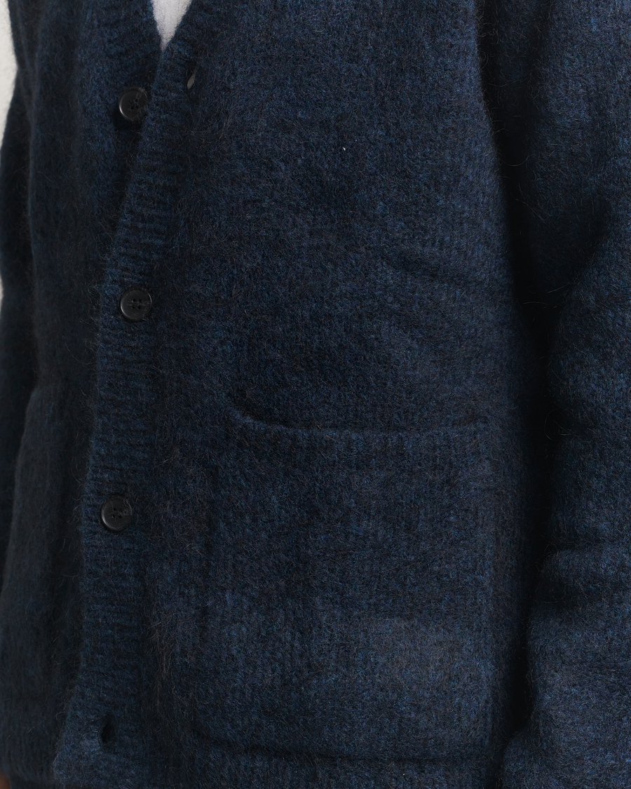 Herre | Gensere | A Day's March | Jarrow Mohair Cardigan Indigo Blue