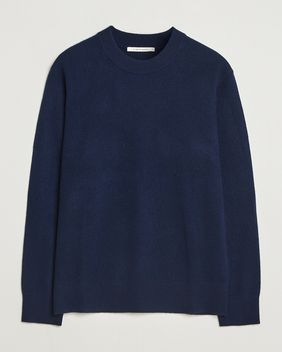 Herre | Gensere | A Day's March | Marlow Cashmere Blend Sweater Navy