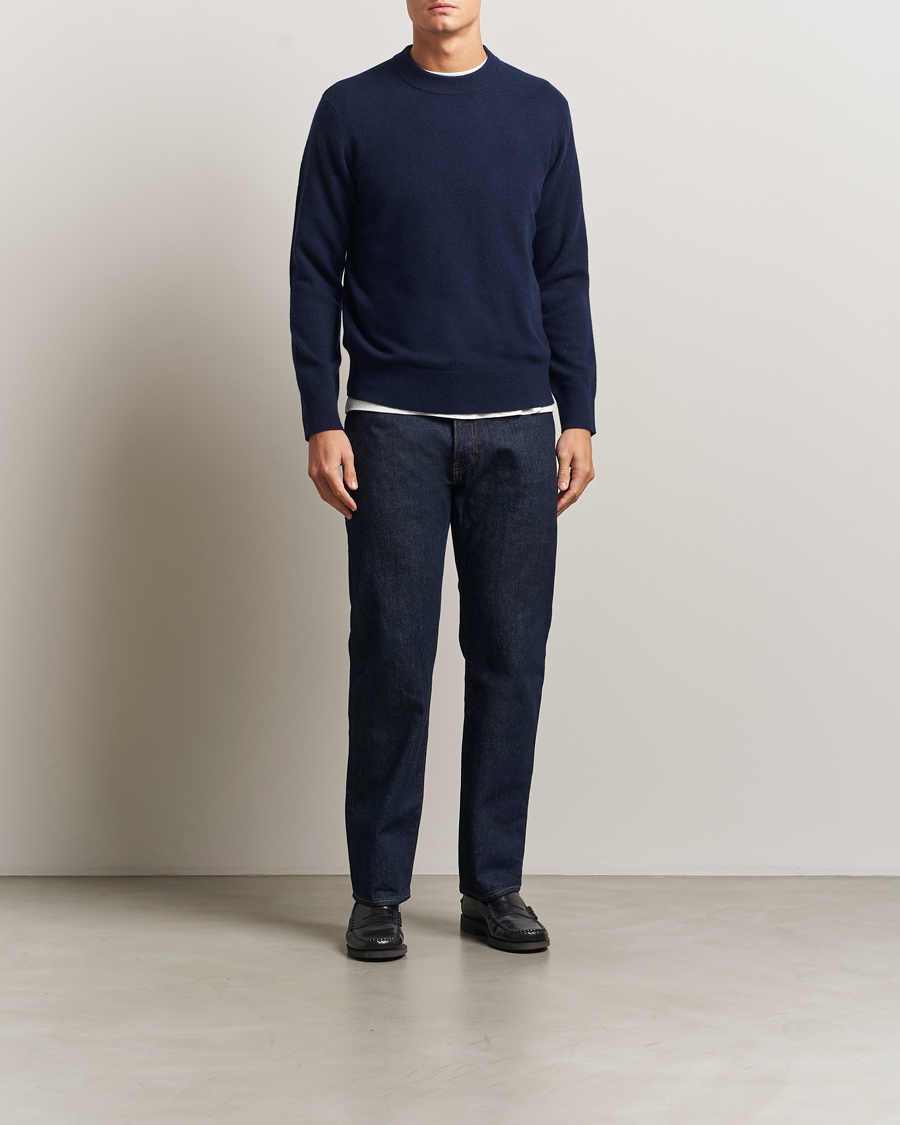 Herre | Gensere | A Day's March | Marlow Cashmere Blend Sweater Navy