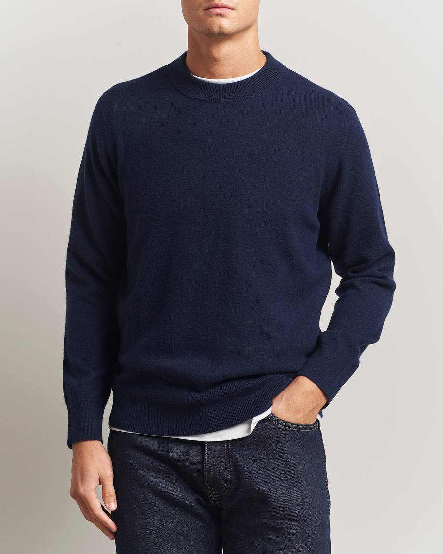 Herre | Gensere | A Day's March | Marlow Cashmere Blend Sweater Navy