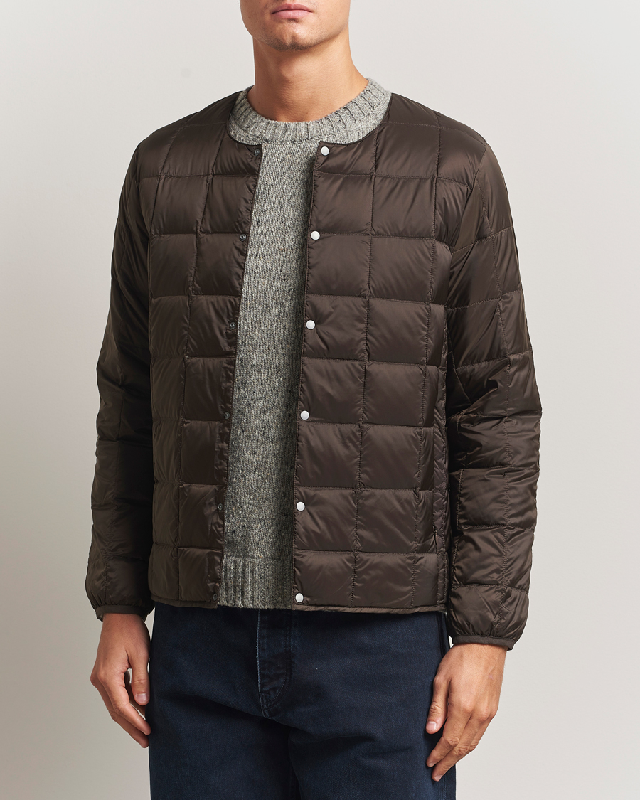 Herre | Jakker | TAION | Crew Neck Button Down Jacket Dark Choco