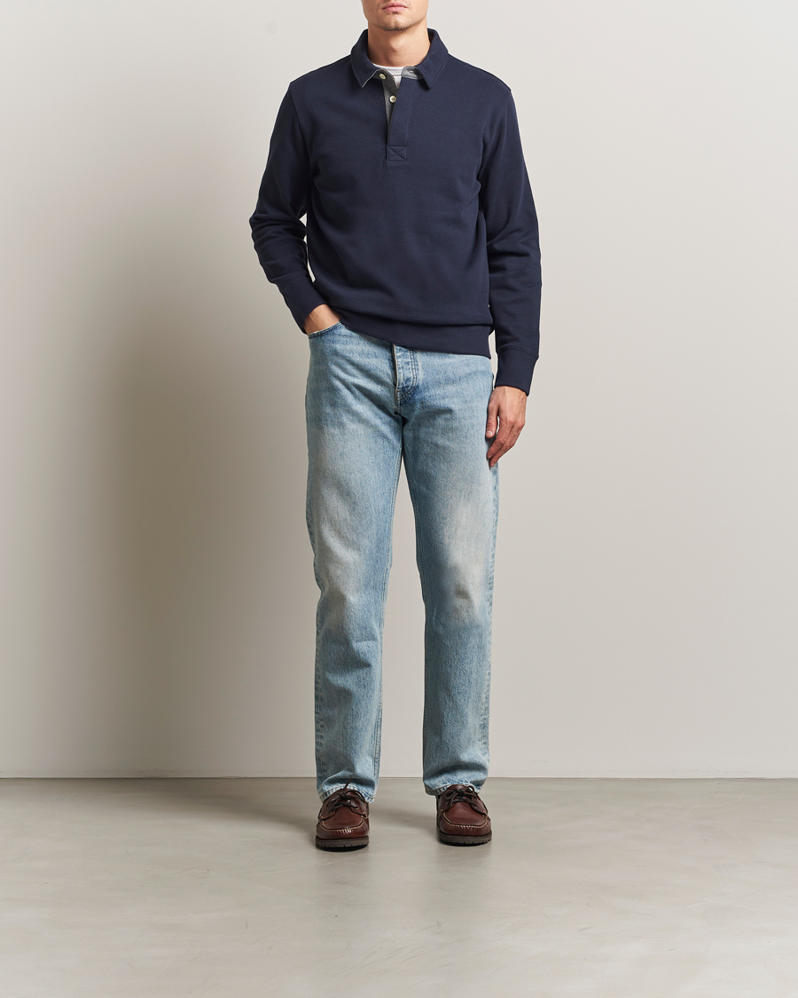 Herre | Pikéer | GANT | Light Sacker Rib Long Sleeve Polo Evening Blue