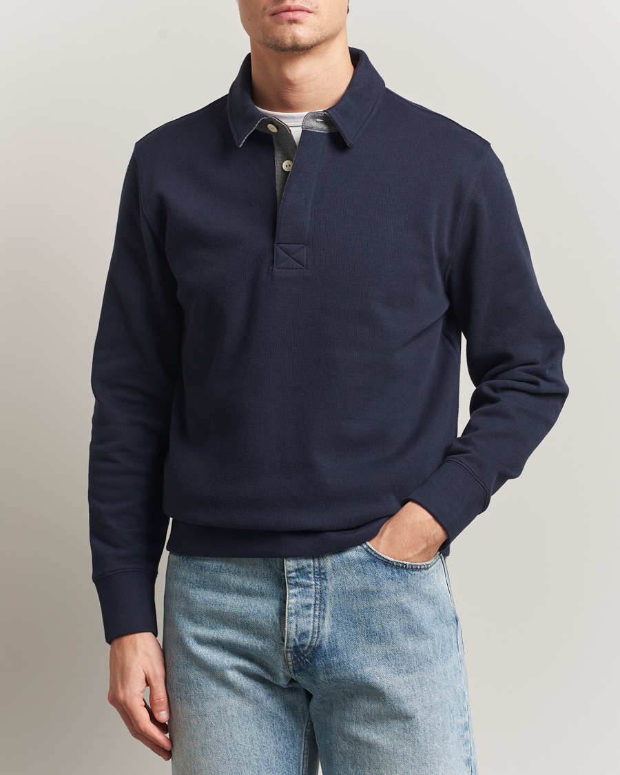Herre | Pikéer | Gant | Light Sacker Rib Long Sleeve Polo Evening Blue