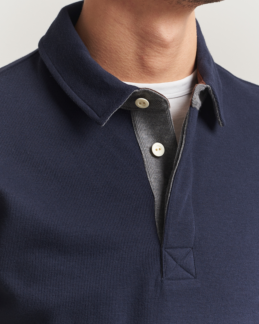 Herre | Pikéer | Gant | Light Sacker Rib Long Sleeve Polo Evening Blue