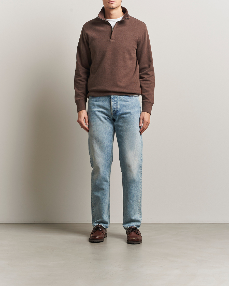 Herre | Gensere | Gant | Light Sacker Rib Half Zip Dark Brown Melange