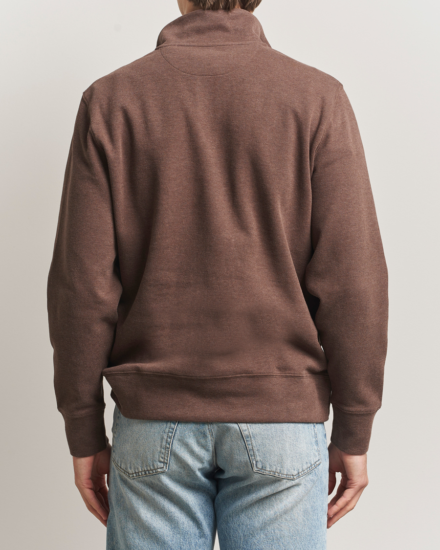 Herre | Gensere | Gant | Light Sacker Rib Half Zip Dark Brown Melange