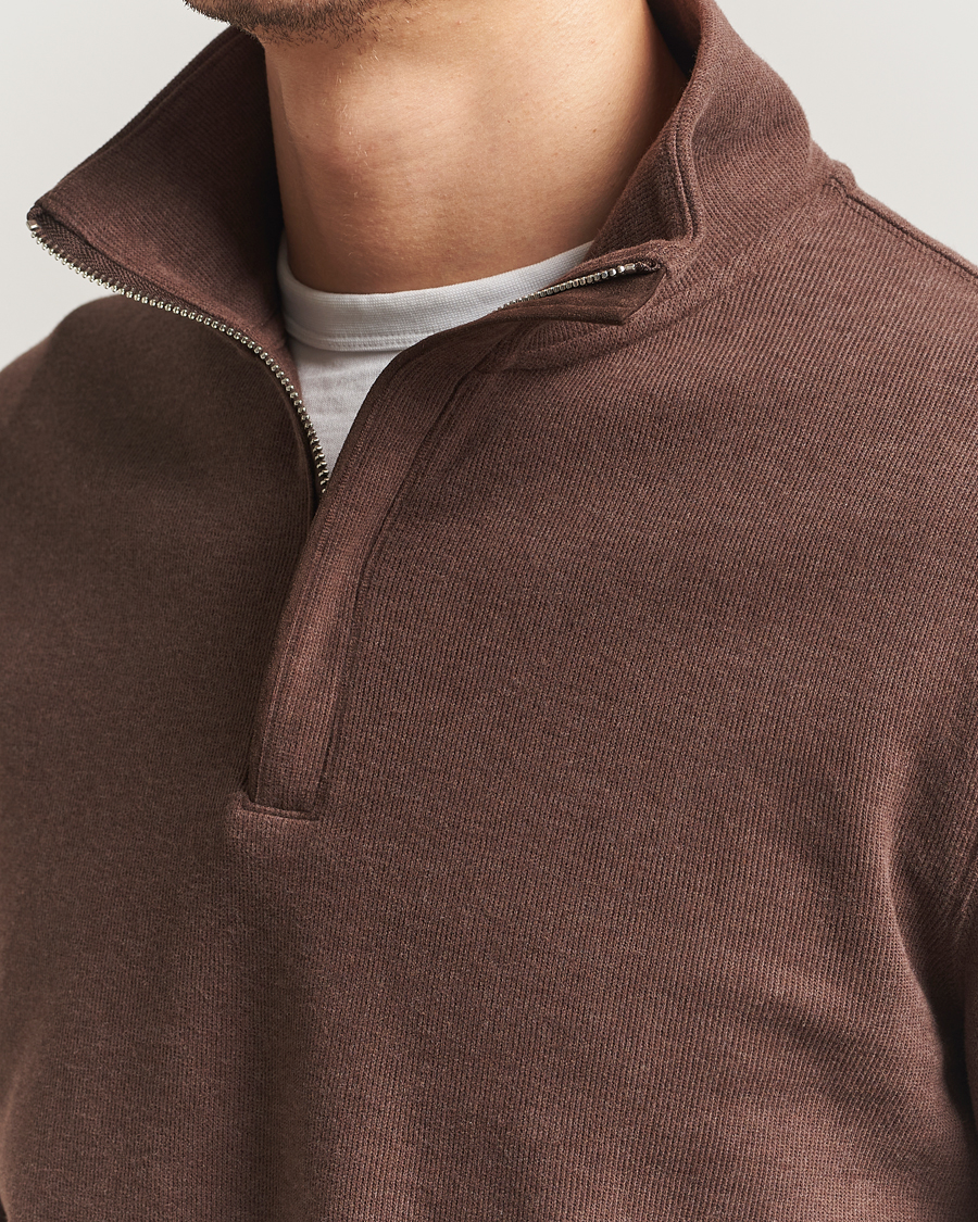 Herre | Gensere | Gant | Light Sacker Rib Half Zip Dark Brown Melange