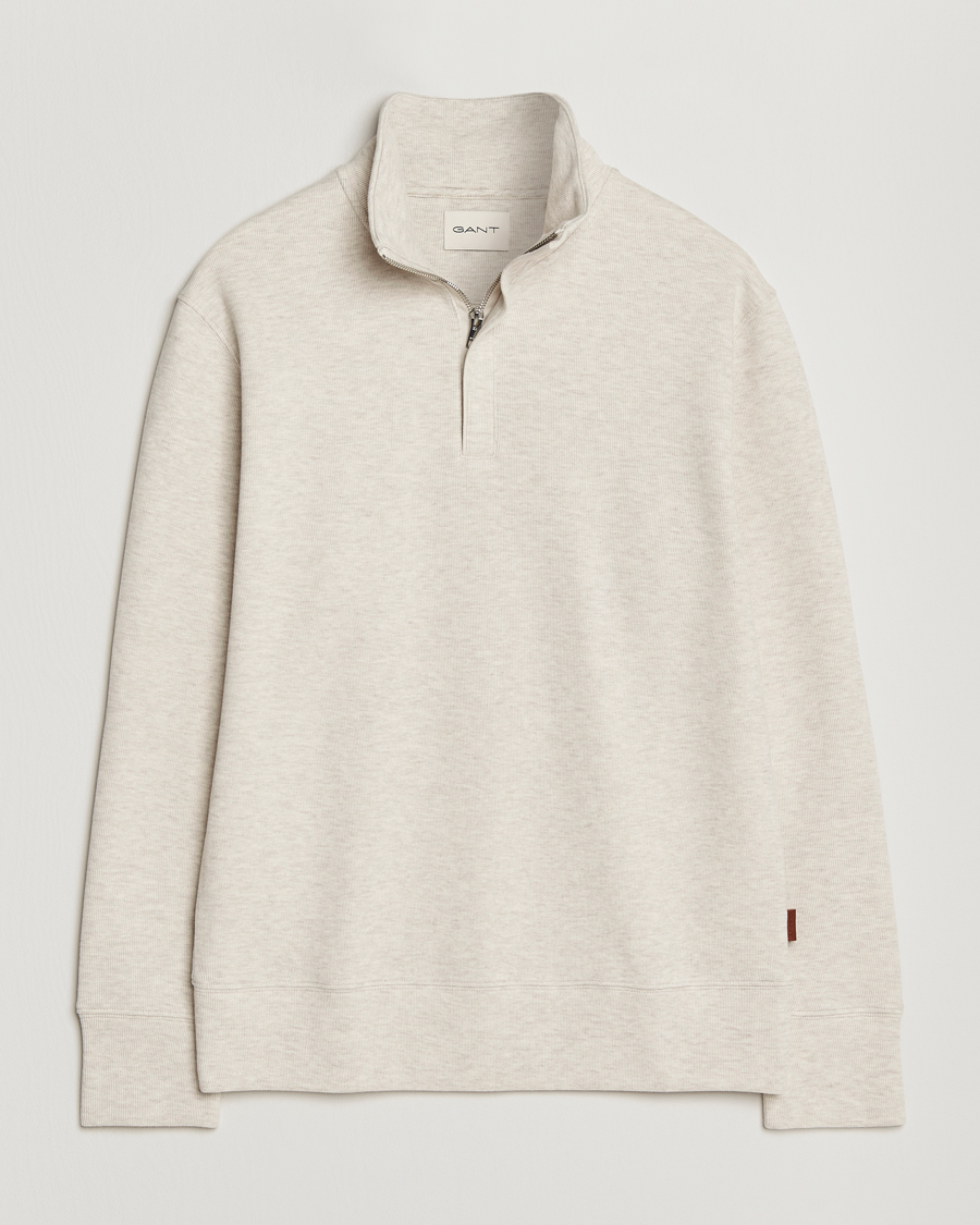Herre | Gensere | GANT | Light Sacker Rib Half Zip Seed Melange