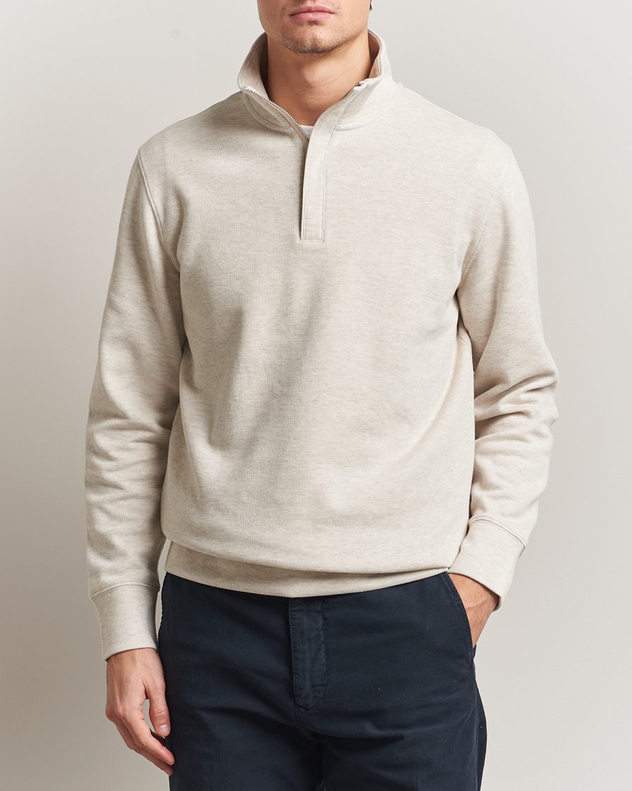 Herre | Gensere | GANT | Light Sacker Rib Half Zip Seed Melange