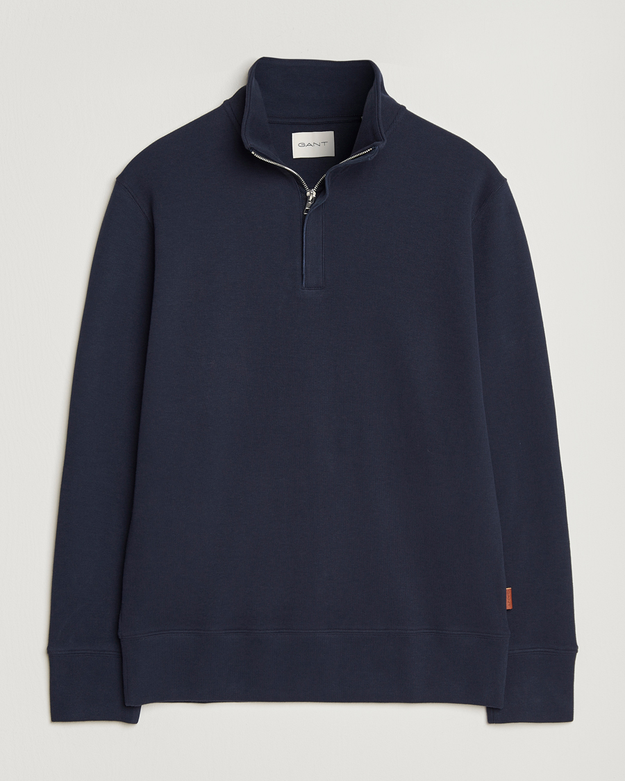 Herre | Gensere | GANT | Light Sacker Rib Half Zip Evening Blue