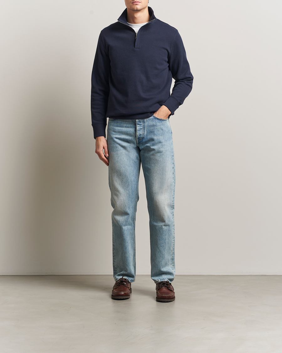 Herre | Gensere | Gant | Light Sacker Rib Half Zip Evening Blue