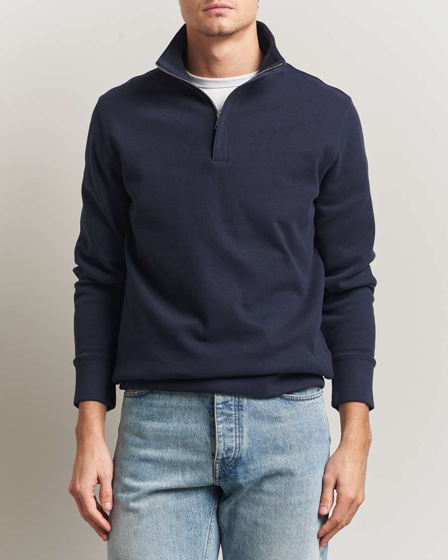 Herre | Gensere | Gant | Light Sacker Rib Half Zip Evening Blue