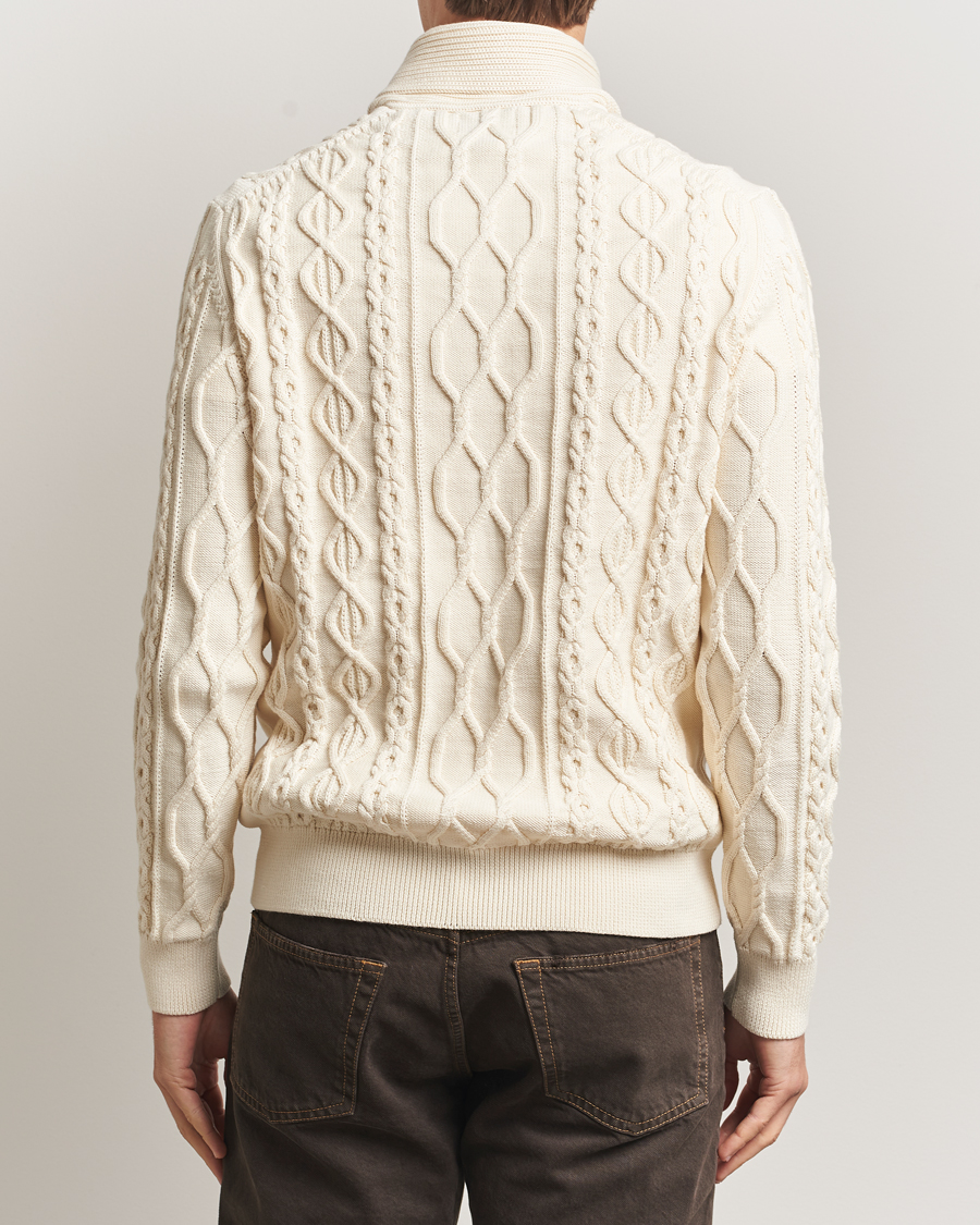 Herre | Gensere | GANT | Cable Shawl Collar Knitted Sweater Cream